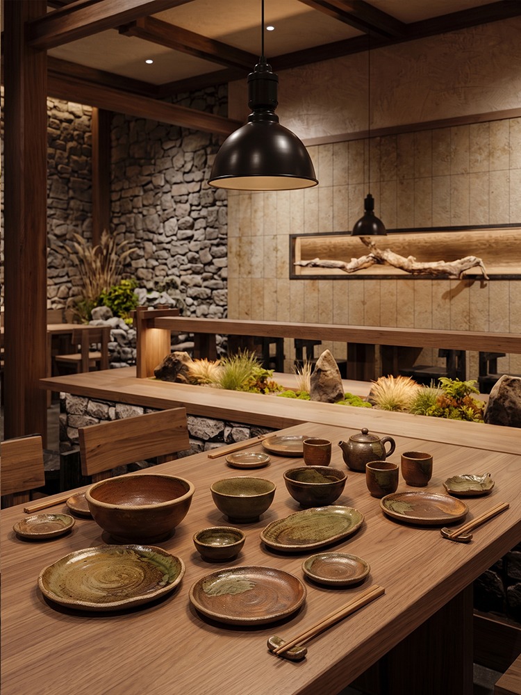 商场餐饮门店焕新后的陶瓷餐具桌面展示