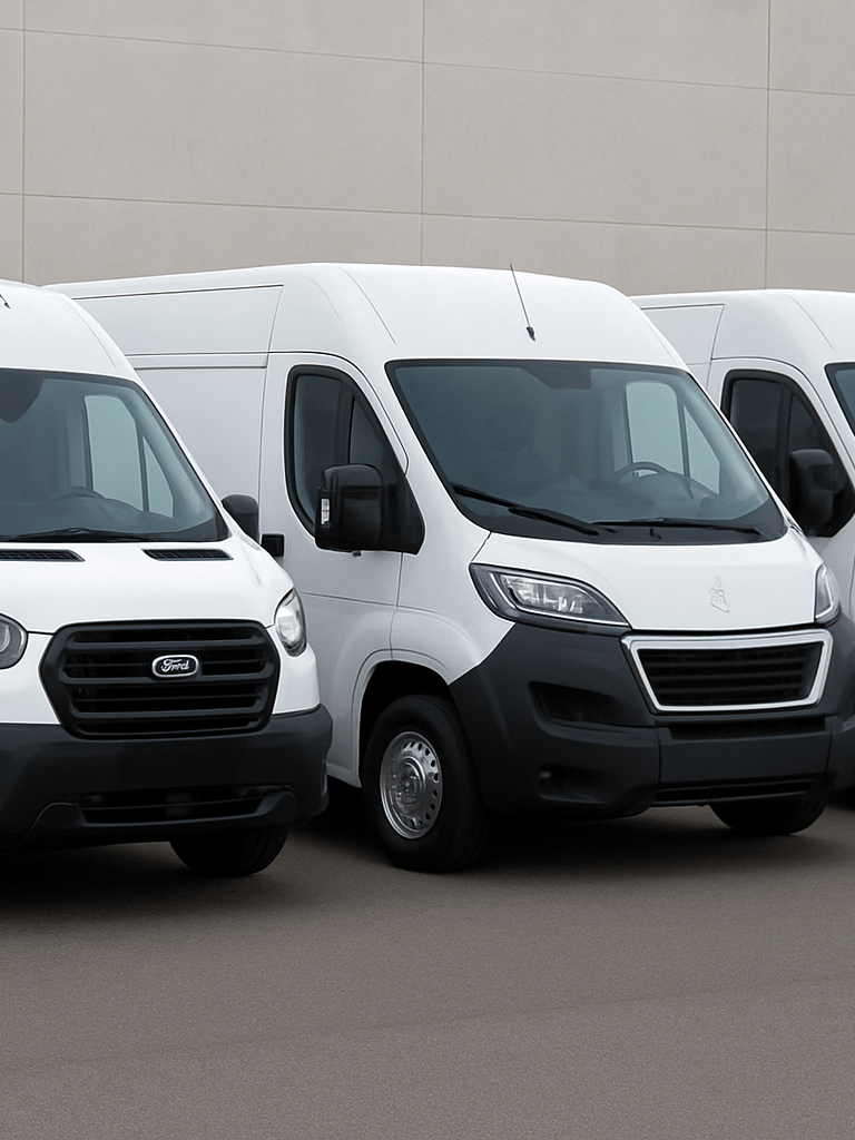 Black rental van driving on a mountain road for van rental services in Berga and Cerdanya.