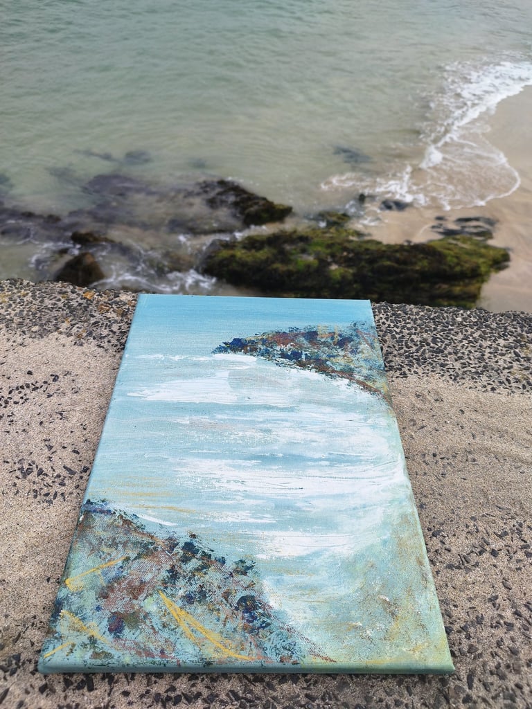 Porthgwidden Beaach, 42 x 30 cm, acrylic on canvas, £95