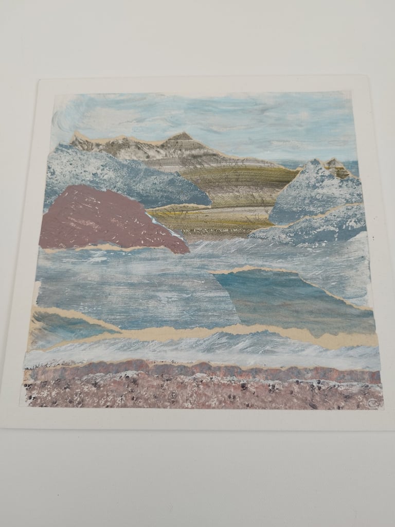 Calm Seas You Call To Me, 30 x 30 cm, collage using acrylic on paper, £75