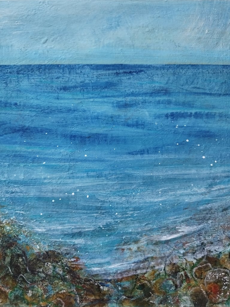 Beach Combing, 30 x 30 cm, acrylic on wooden  panel, £75