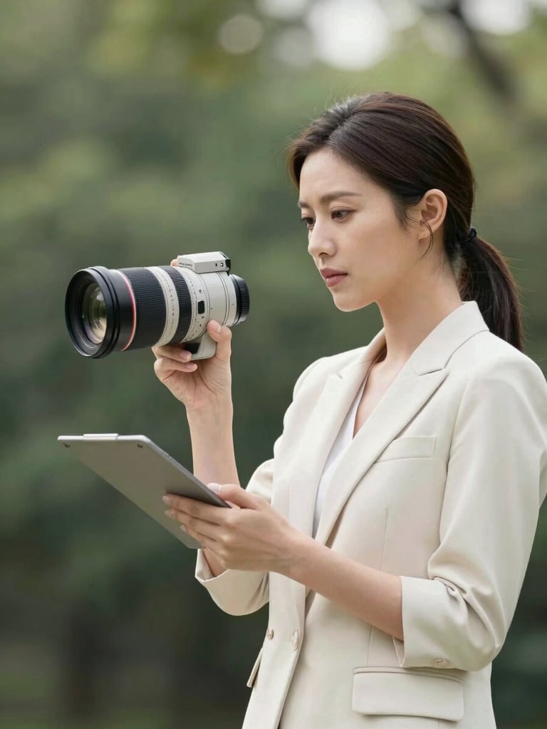 Focused professional analyzing market trends in natural daylight, clean editorial photography, 35mm lens.