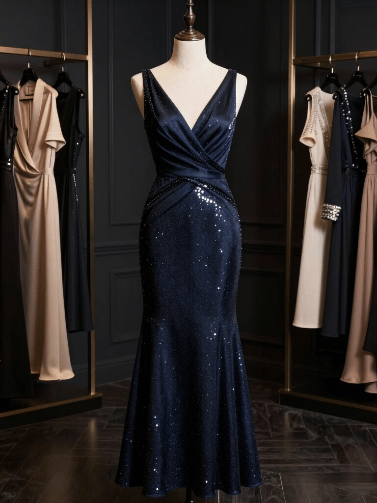 Elegant navy blue evening gown - Private Showroom