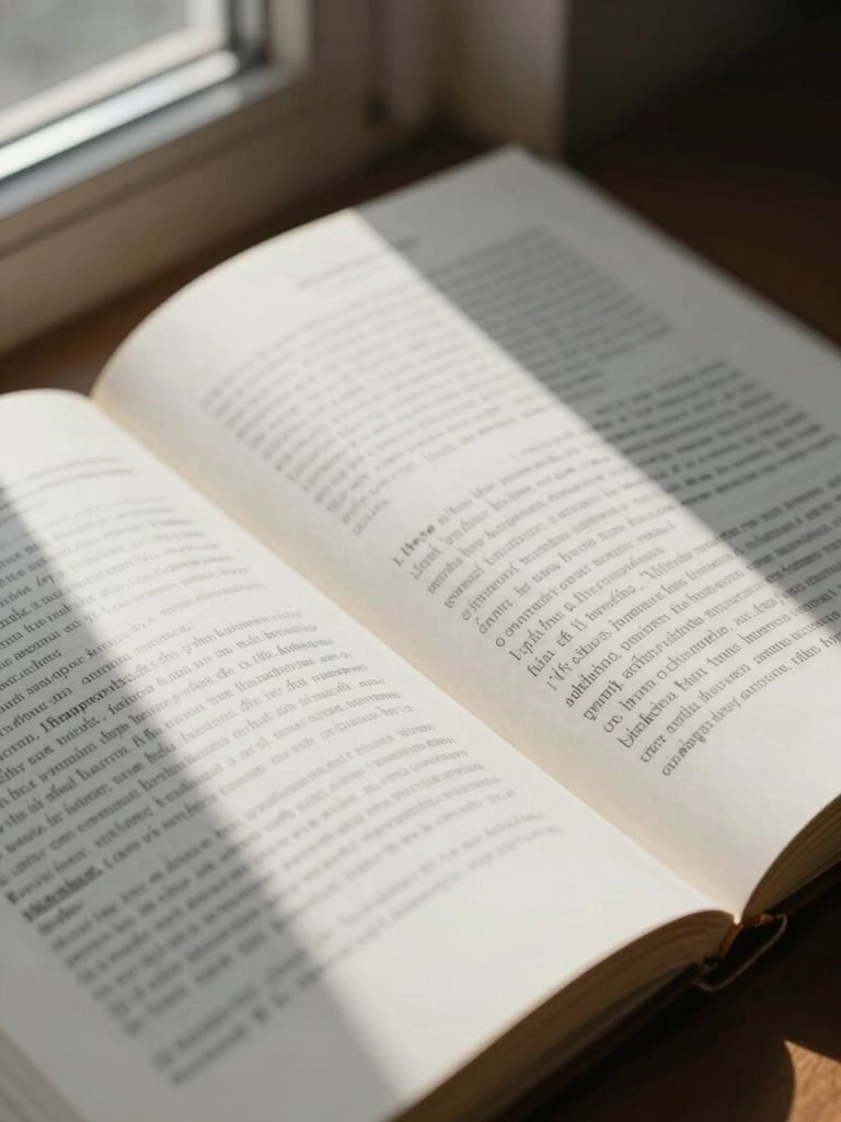 A close-up, high-contrast photograph of an open academic monograph with hand-written margins and annotations, soft natural window light casting gentle shadows across the heavy paper.