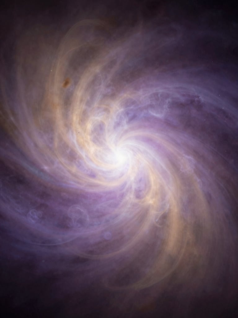 Abstract soft-focus light leak with a gentle lavender and warm amber glow representing consciousness, dark cosmic background.