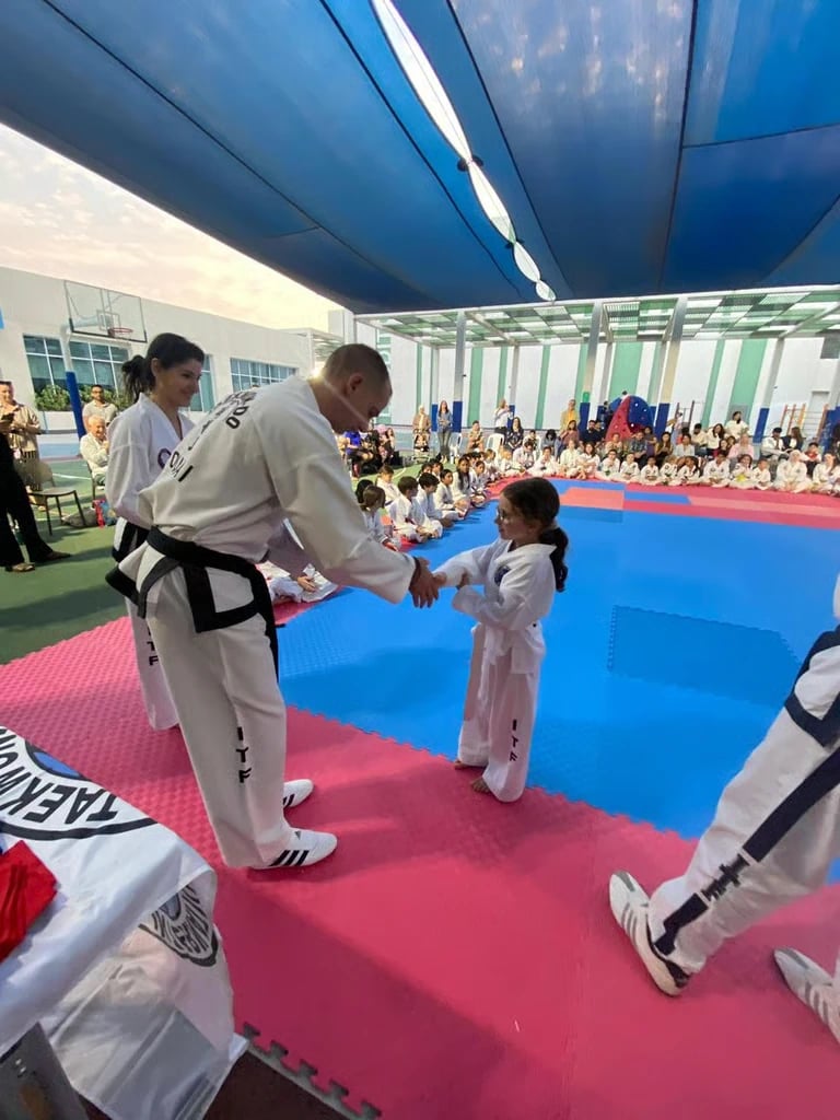 Exam day with new belt presentation at Hwa Rang ITF Taekwondo in Dubai