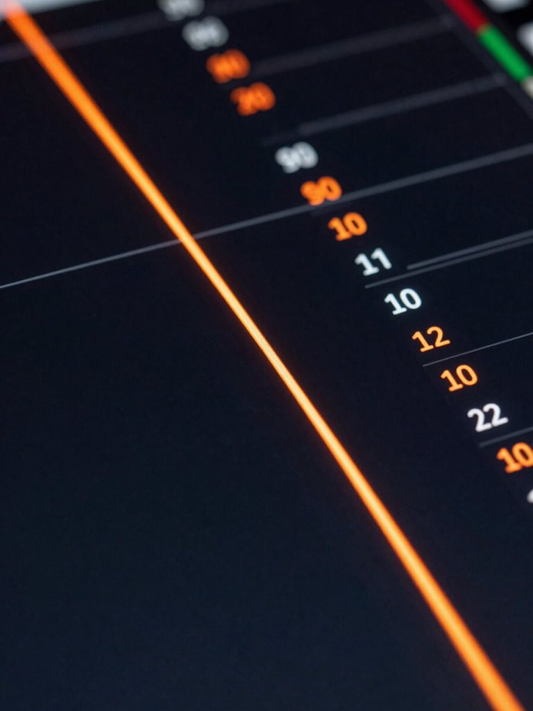Macro-detailed shot of high-contrast digital vessel tracking interface on a dark screen, showing neon orange routing lines and coordinate data, sharp technical precision