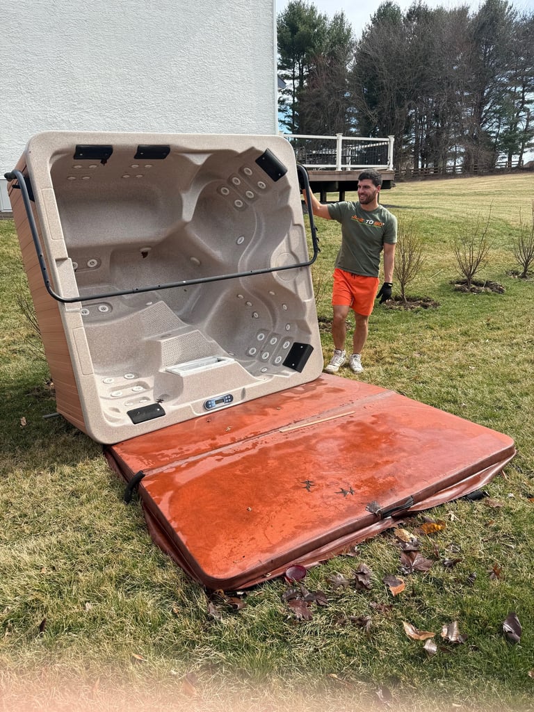 Hot tub removal and spa hauling in East Norriton, PA.
