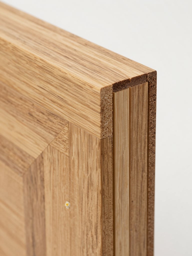 Close-up of high-quality light oak sports parquet joint, precise engineered wood connection, clean studio lighting, bright white background