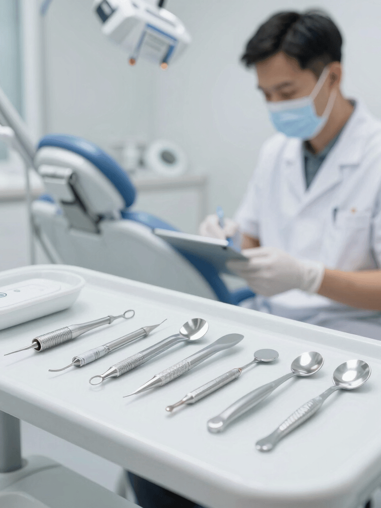 Bright high-key medical photography of a modern laparoscopic surgery device console in a sterile clinical daylight setting, sharp focus, 50mm