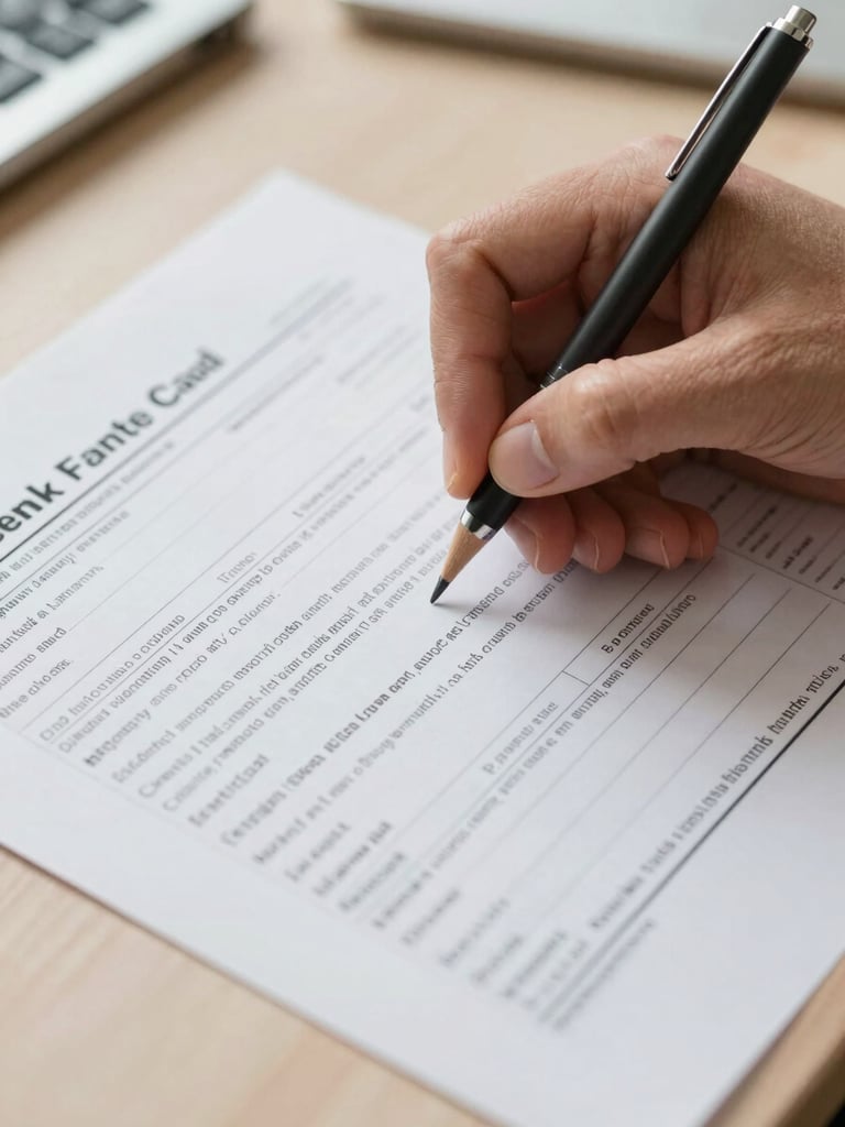Close-up of a professional's hands annotating a printed tax return form on a tidy desk, a mechanical pencil mid-stroke, even north-facing daylight, shallow depth, warm off-white paper