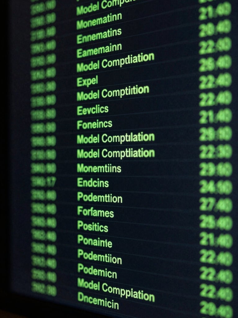 Macro crop of a terminal window displaying model compilation logs, neon green text on dark background, high-contrast digital darkroom lighting.