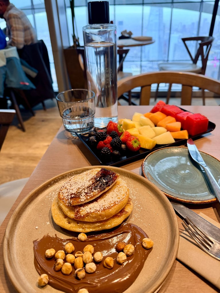 arwin Brasserie Kids Buttermilk Pancakes and Fruit Platter at Sky Garden, London