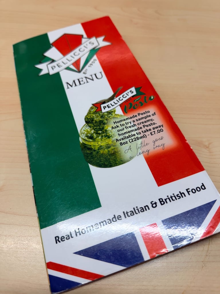 E. Pellicci's menu, London, 2025