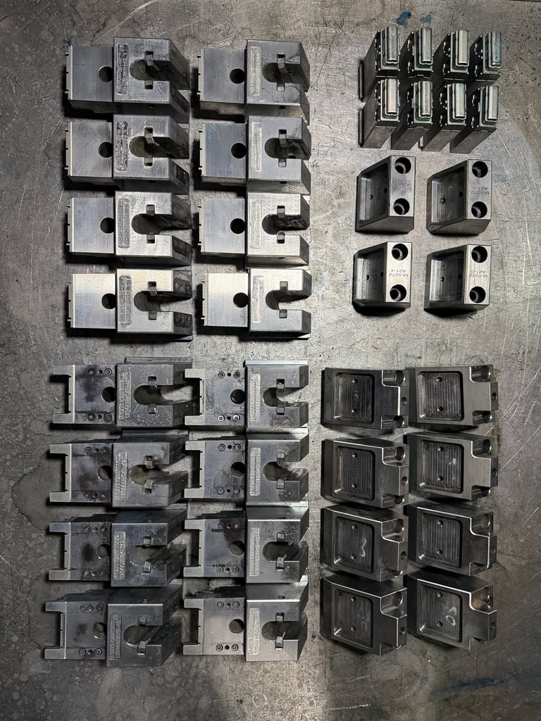 sliders and heel blocks from a single production run. Volume and dimensional consistency.