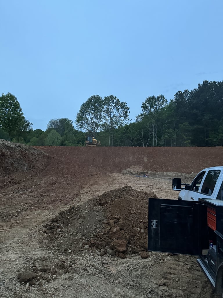 pond digging, excavating, pond, large pond