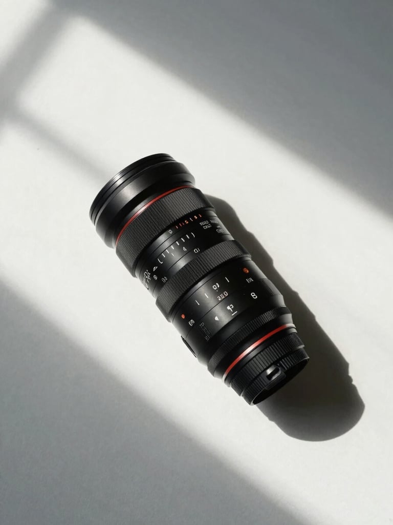 Close overhead study of a styled editorial flat lay — clean white surface, spare product arrangement with one soft shadow, natural window light raking across from the left, no props beyond the subject itself
