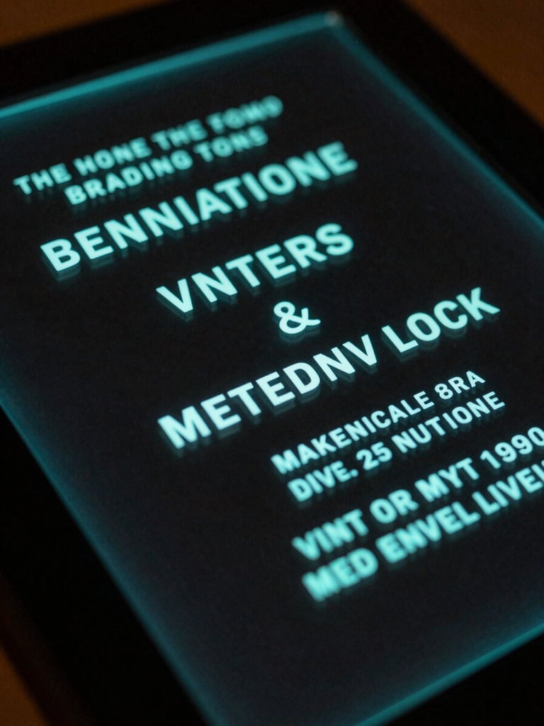 Extreme close-up of a luxury digital wedding invitation rendered on a dark glass screen, turquoise glowing typography reflected on the surface, deep black background with subtle luminescence framing the display, shot from a low oblique angle, no visible user