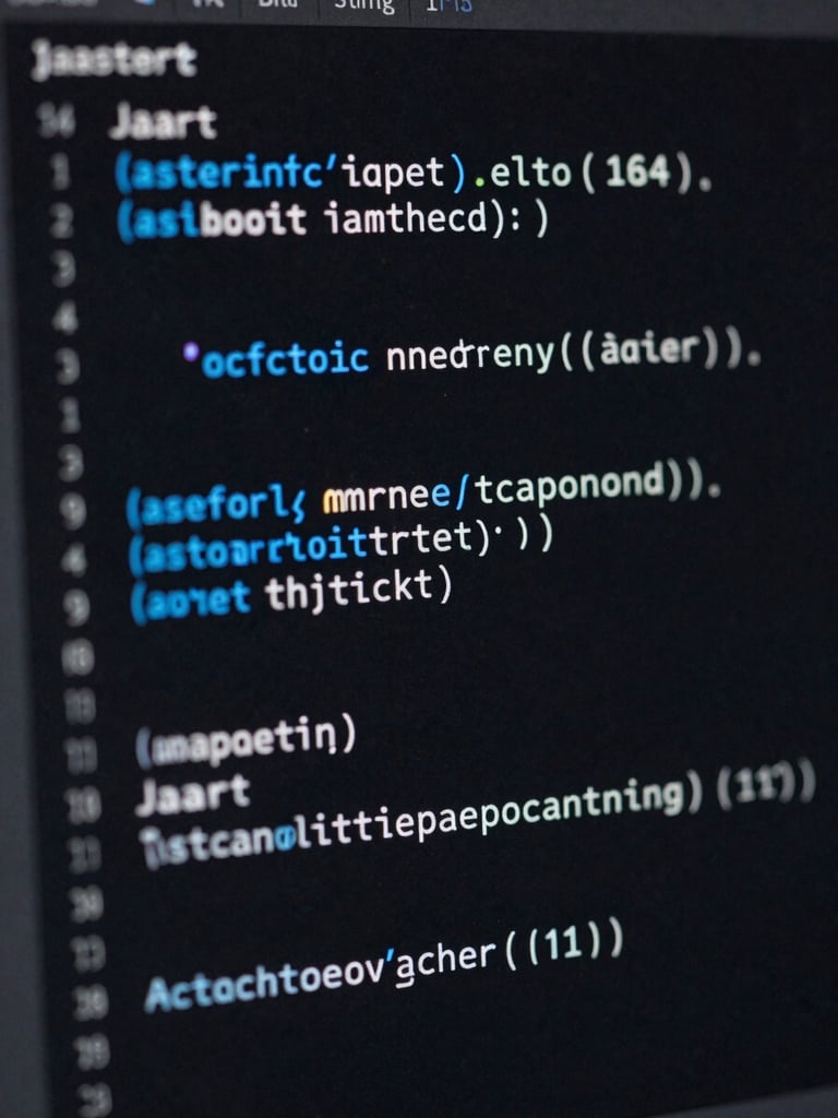 Macro crop of a dark-mode IDE interface showing clean, syntax-highlighted Java code with sharp electric blue accent lines on a dark background.