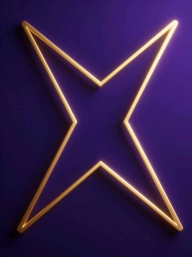 mystical 3d render, deep indigo and royal purple background, glowing gold geometric lines, high-contrast dramatic lighting, macro, octane render