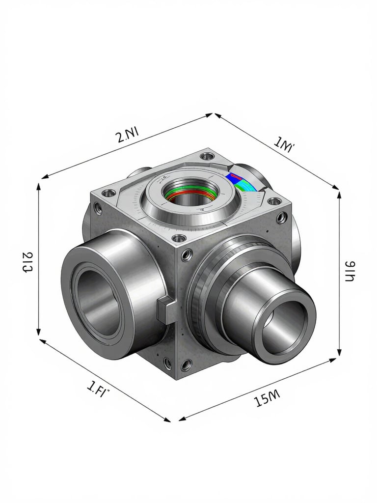 A clean 2D technical drawing of a mechanical component with precise dimension lines and tolerance annotations on a light blueprint background.