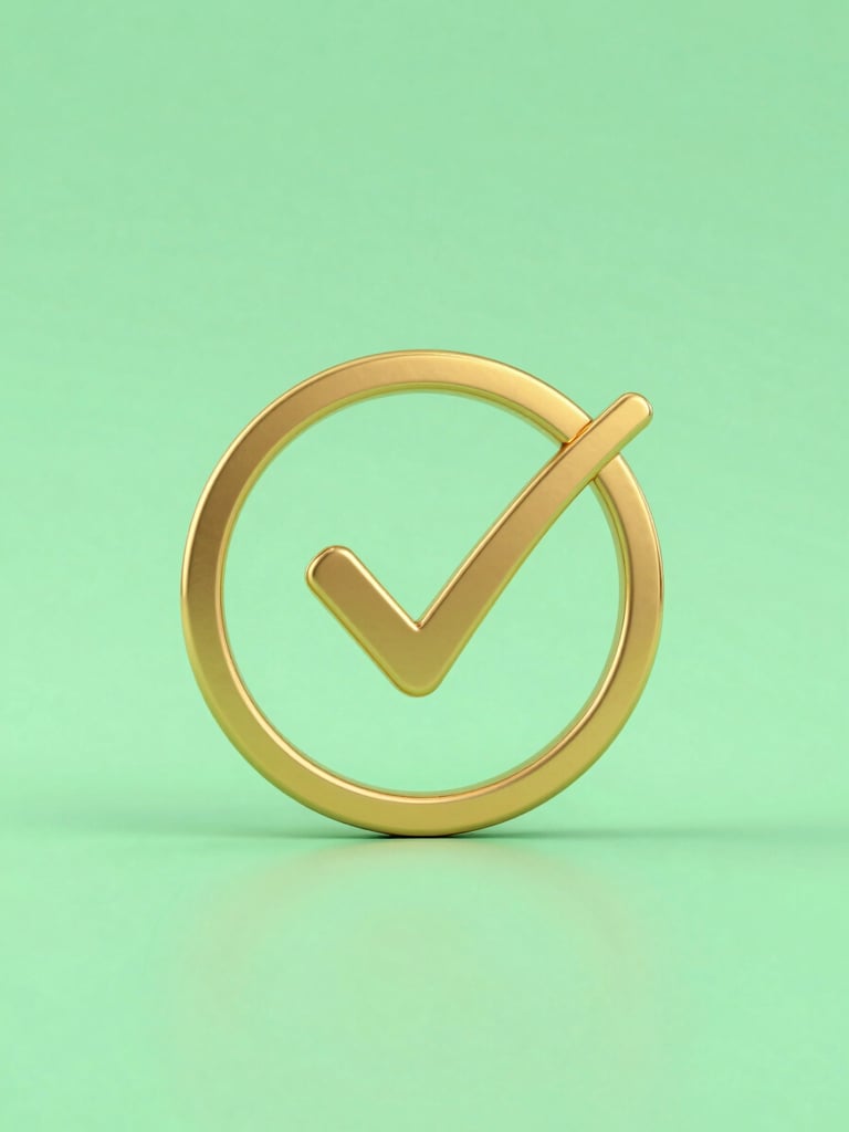 Selo de garantia de 7 dias, dourado e verde, com um ícone de check-mark, em fundo limpo e minimalista, iluminação de estúdio clara, detalhes nítidos.