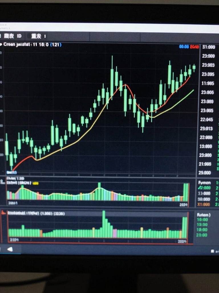 Direct front-facing orthographic view of a dark terminal interface displaying a clean candlestick chart with mathematical overlays, surgical green highlights, and crisp monospaced data points.