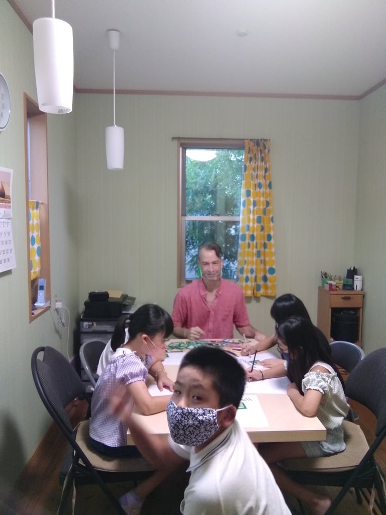 students and teacher in a home classroom