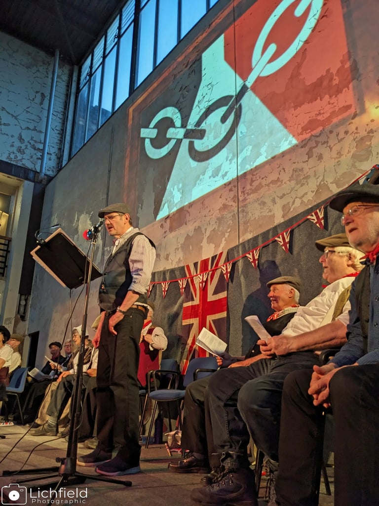 Actors on stage at Lichfield Sandfields Pumping Station