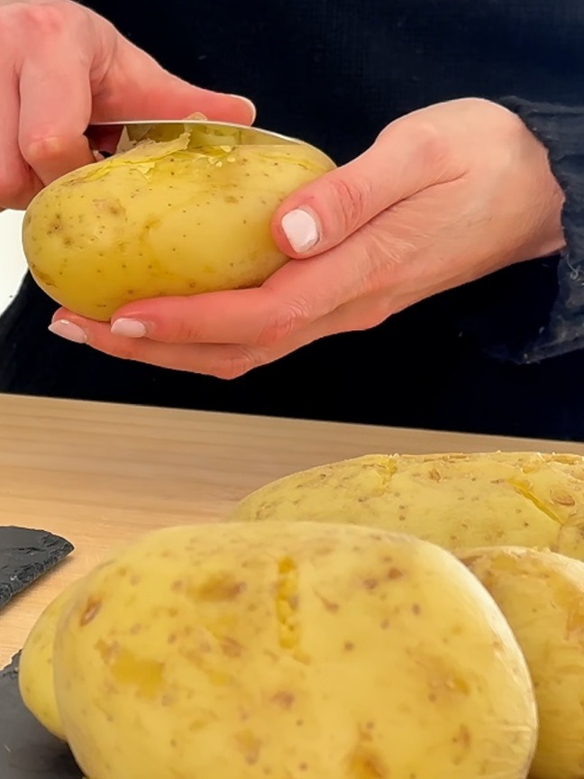 Peel the potatoes when are cool