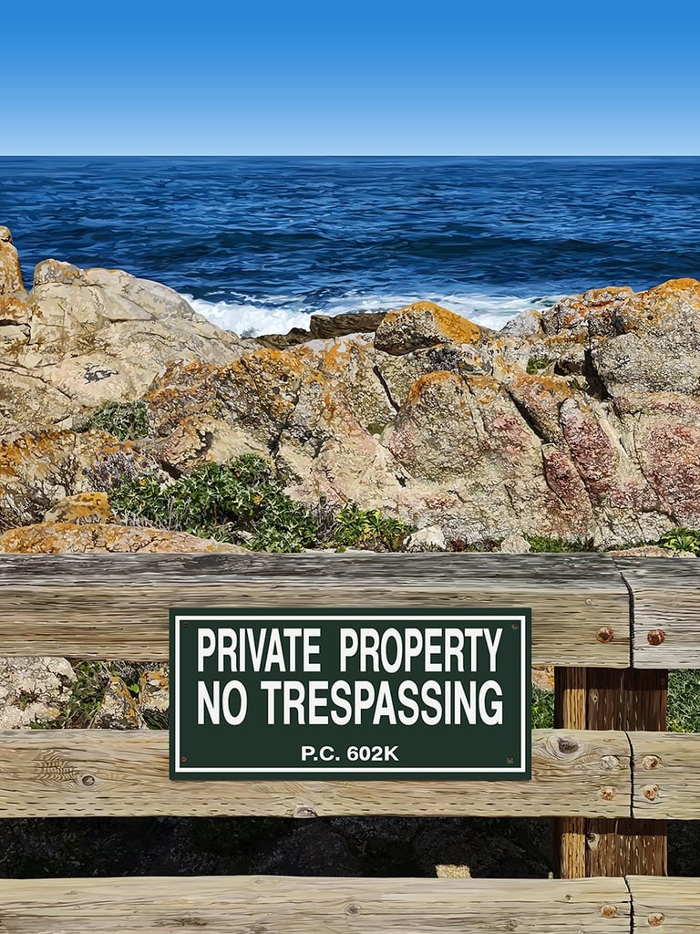 PRIVATE TRESPASSING – Pebble Beach Art (vector hyperrealism)