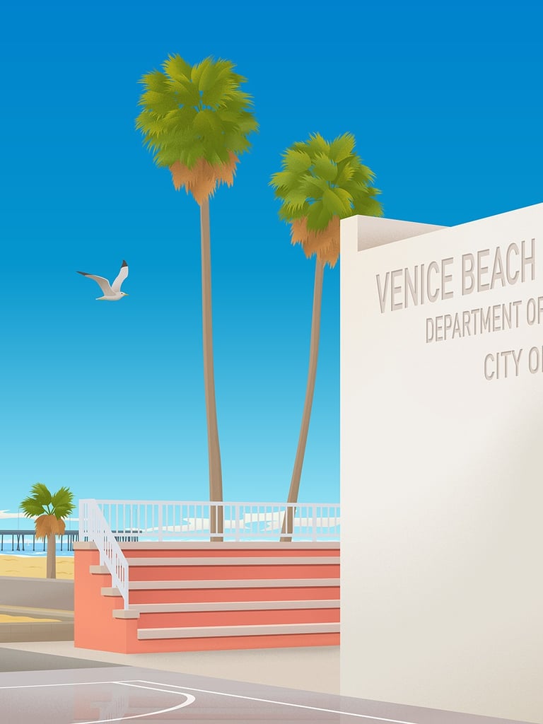 Venice Beach Vector Illustration (California Postcard Art)