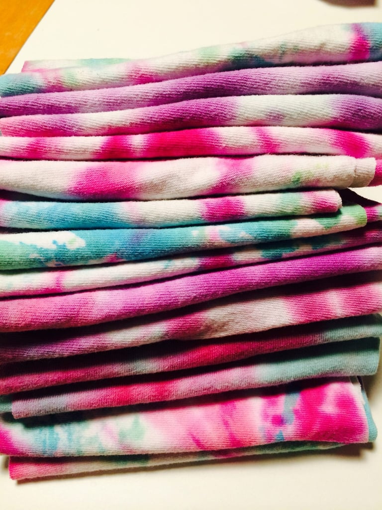 tie dyed cotton t-shirts turned into rags