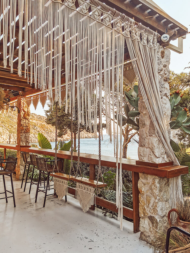 boho macrame style beach cafe bar