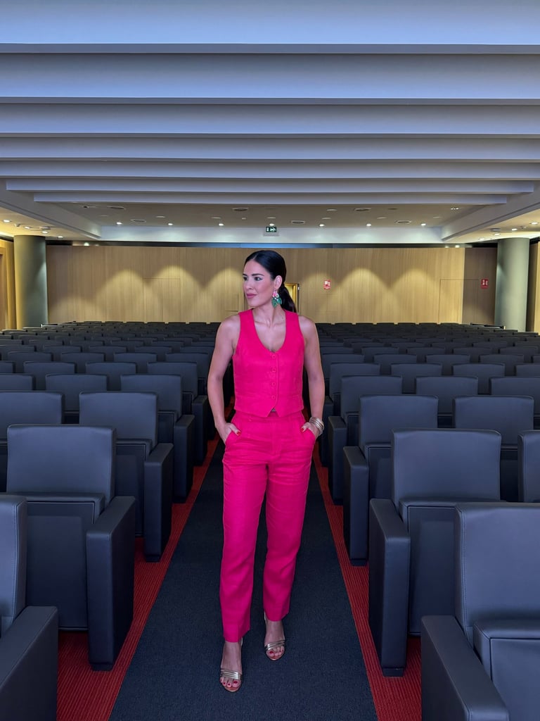 María Lázaro antes de empezar un evento corporativo