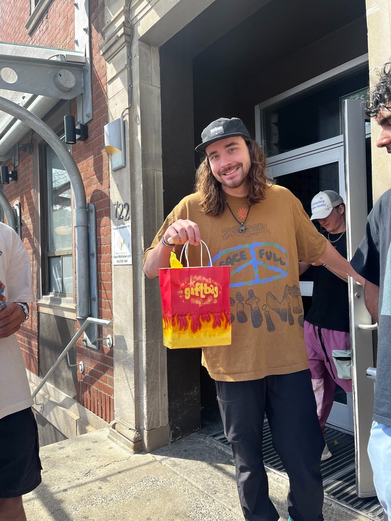 Man holding a gift bag