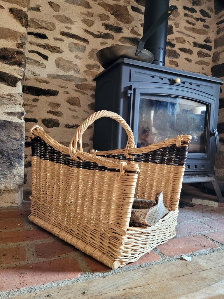 Panier à buches en osier