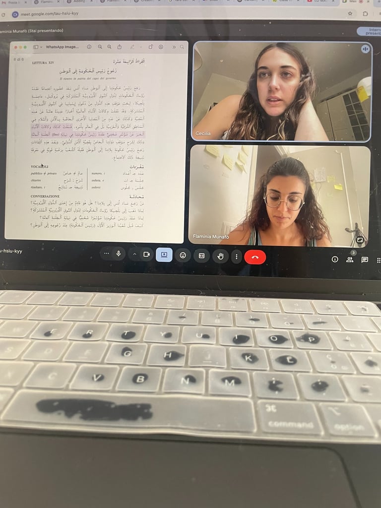 Online language coaching session improving fluency and communication skills