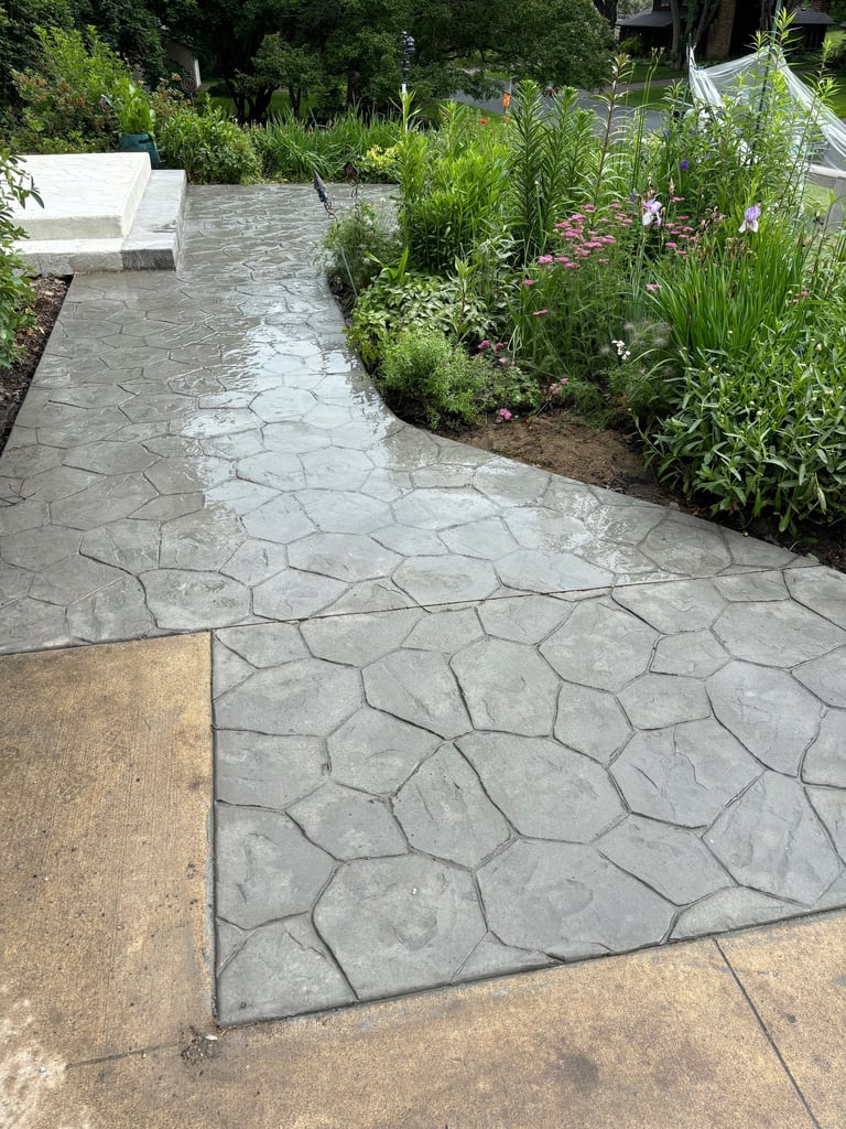 stamped concrete patio at residential home in mn