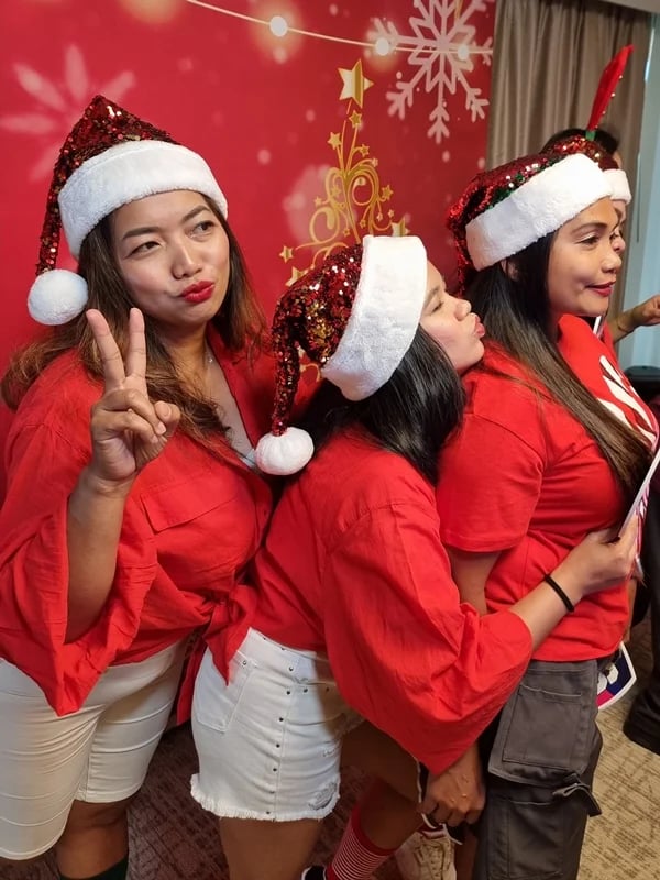 Photo Booth helping staff make memories at a Staff Xmas in Victoriapoint, Redlands - party hire by SweetAz Co.