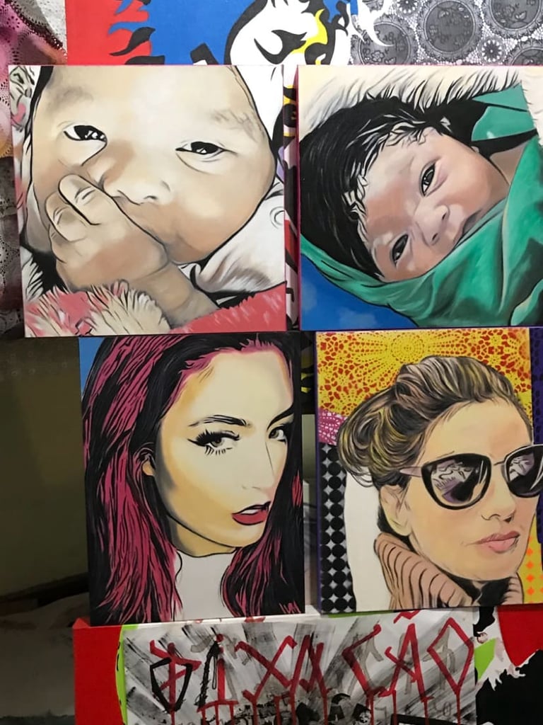 Rosto de amor em pop-art, transmitindo emoções intensas através de formas e cores