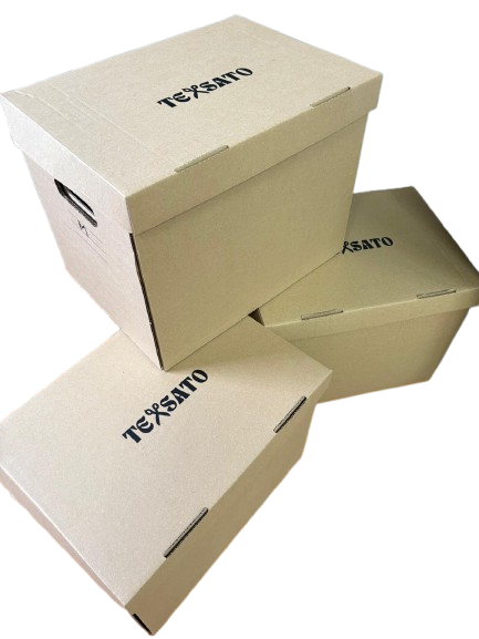 a couple of boxes with a box of food