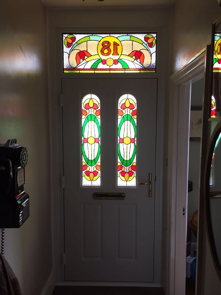 bespoke glass inside a composite front door