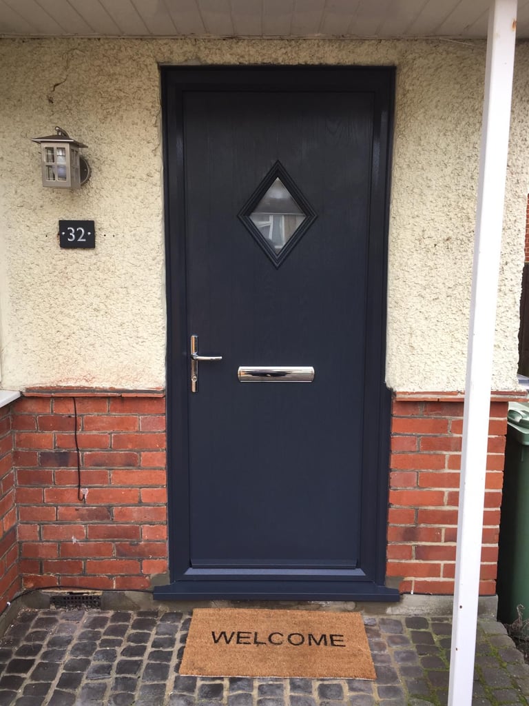 a black composite door with diamond glass fitted in Southampton 
