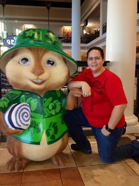 Elizabeth posing with a chipmunk
