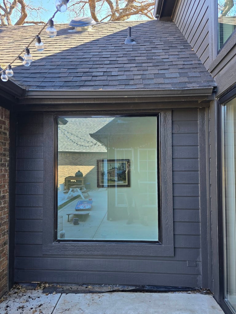 Framed window that has been sealed and painted