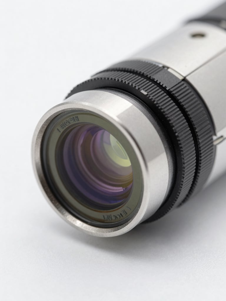 Extreme macro close-up of a miniaturized optical sensor emitter array, angled product detail shot revealing the layered optical stack and wavelength-selective apertures, high-key shadowless lab lighting on a clean white clinical surface, no background clutter