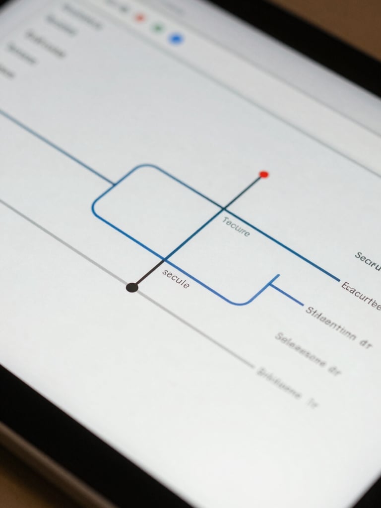 Macro close-up of a clean, modern digital interface showing secure data routing pathways, high clarity, bright neutral lighting.