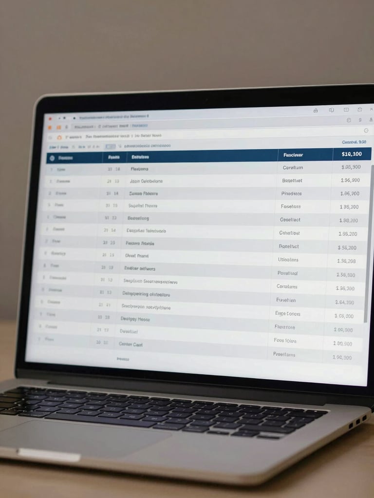 Close-up of a structured conference organizer dashboard interface on a laptop screen, neutral studio lighting, architectural flat-lay composition, agenda and delegate roster visible on screen, no reflections