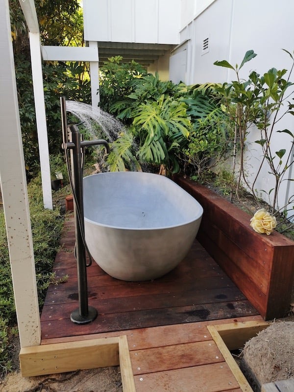 outdoor bath Kawau renovation